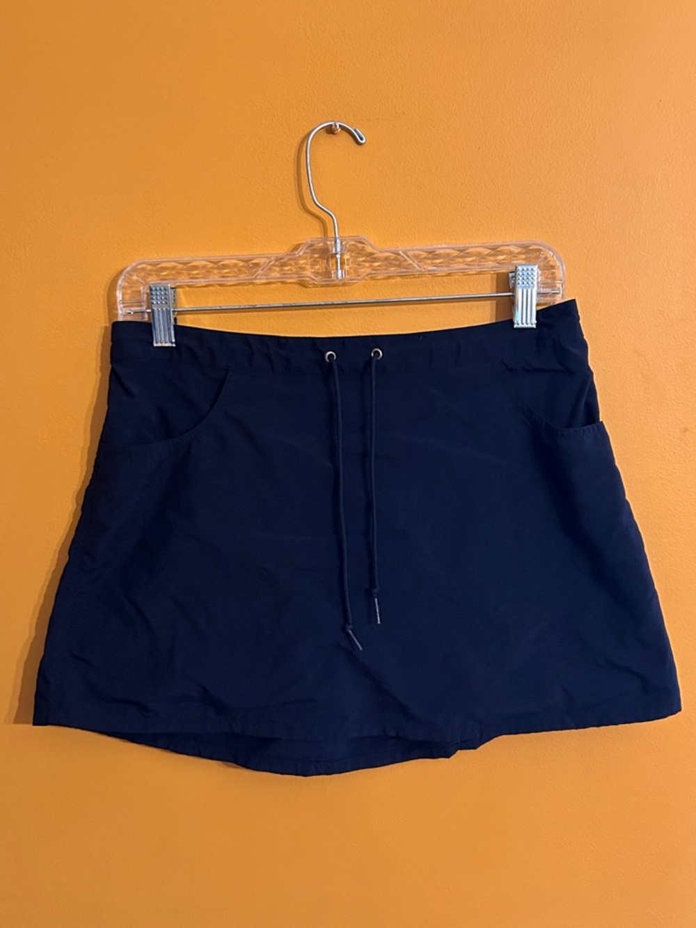 Women's Navy Drawstring Nylon Skirt